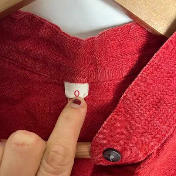 South Street Linen Red Tunic Top Split Hem Women's 0/Small Lagenlook - Picture 4 of 6